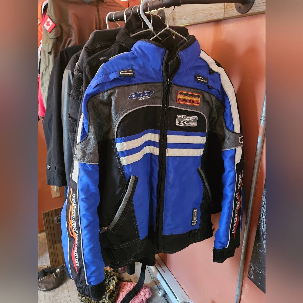 Factory Racing Blue and Black Bomber Jacket - Picture 4 of 5